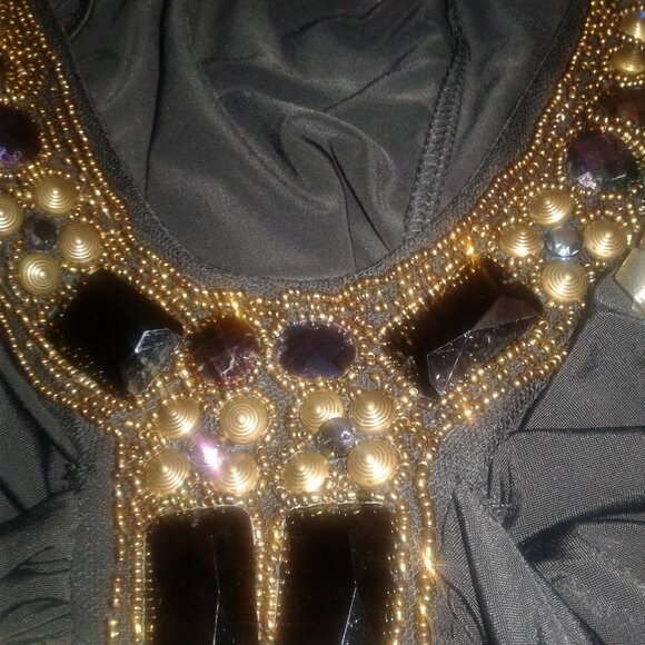 Kiwi Black Beaded Halter Style Top 1X - Picture 10 of 14